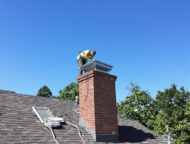 Wellington Chimney Sweep technician measuring a chimney cap in Wellington, FL