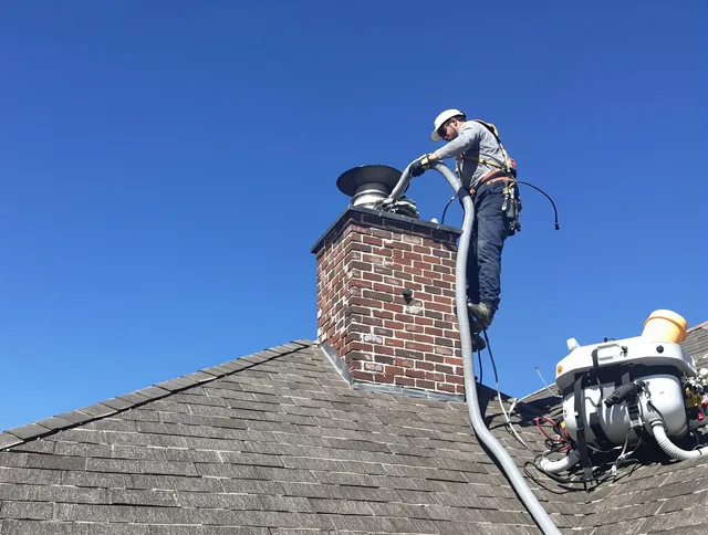 Dedicated Wellington Chimney Sweep team member cleaning a chimney in Wellington, FL