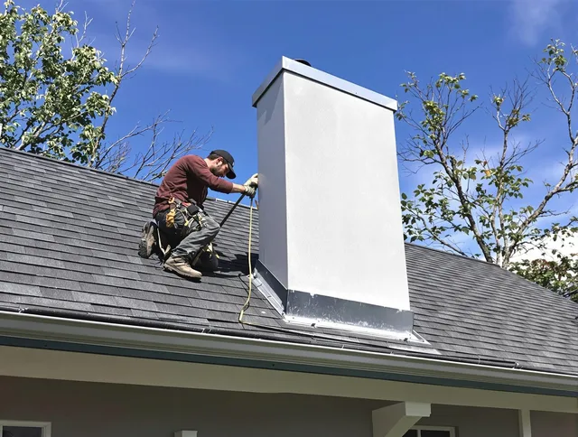 Wellington Chimney Sweep team member finishing chimney construction in Wellington, FL