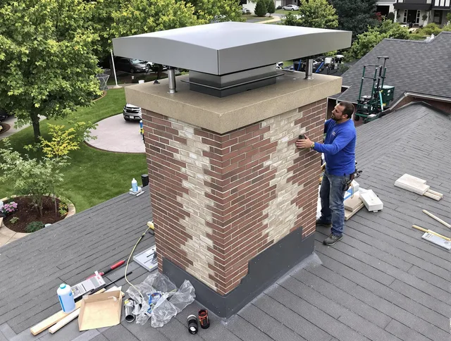Wellington Chimney Sweep team working on a custom chimney remodel in Wellington, FL