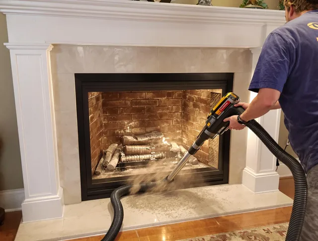 Fireplace cleaning performed by Wellington Chimney Sweep in Wellington, FL